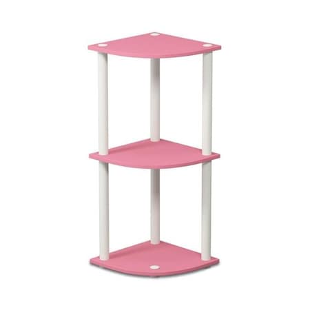 Furinno Furinno 12077PI-WH Turn-N-Tube 3-Tier Corner Display Rack Multipurpose Shelving Unit - Pink & White 12077PI/WH